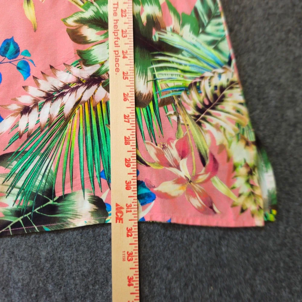 La Blanca Tropical V-Neck Tunic Beach Cover Sz Medium Coastal Grandma Resortwear